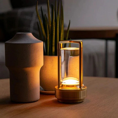 Ambient Lantern Cordless Rechargeable Small Night Table Lamp Gold