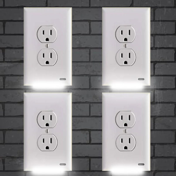 Pack 4x LED Night Light Outlet Cover | Energy-Efficient, Automatic Sen ...