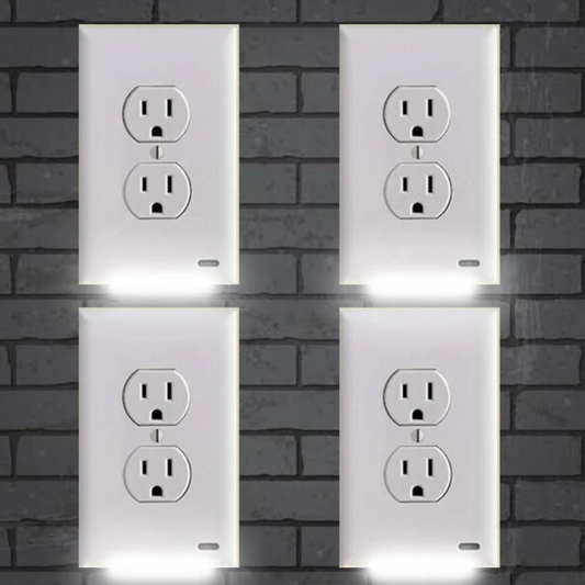 Pack 4x LED Night Light Outlet Cover | Energy-Efficient, Automatic Sensor & Safe for Kids' Rooms