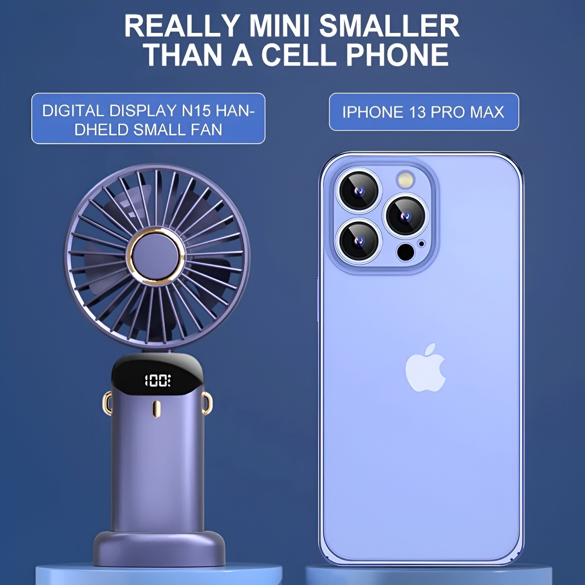 Rechargeable Handheld Mini Fan | 5-Speed, 90-Degree Adjustable & Quiet for Office, Home & Outdoor Use