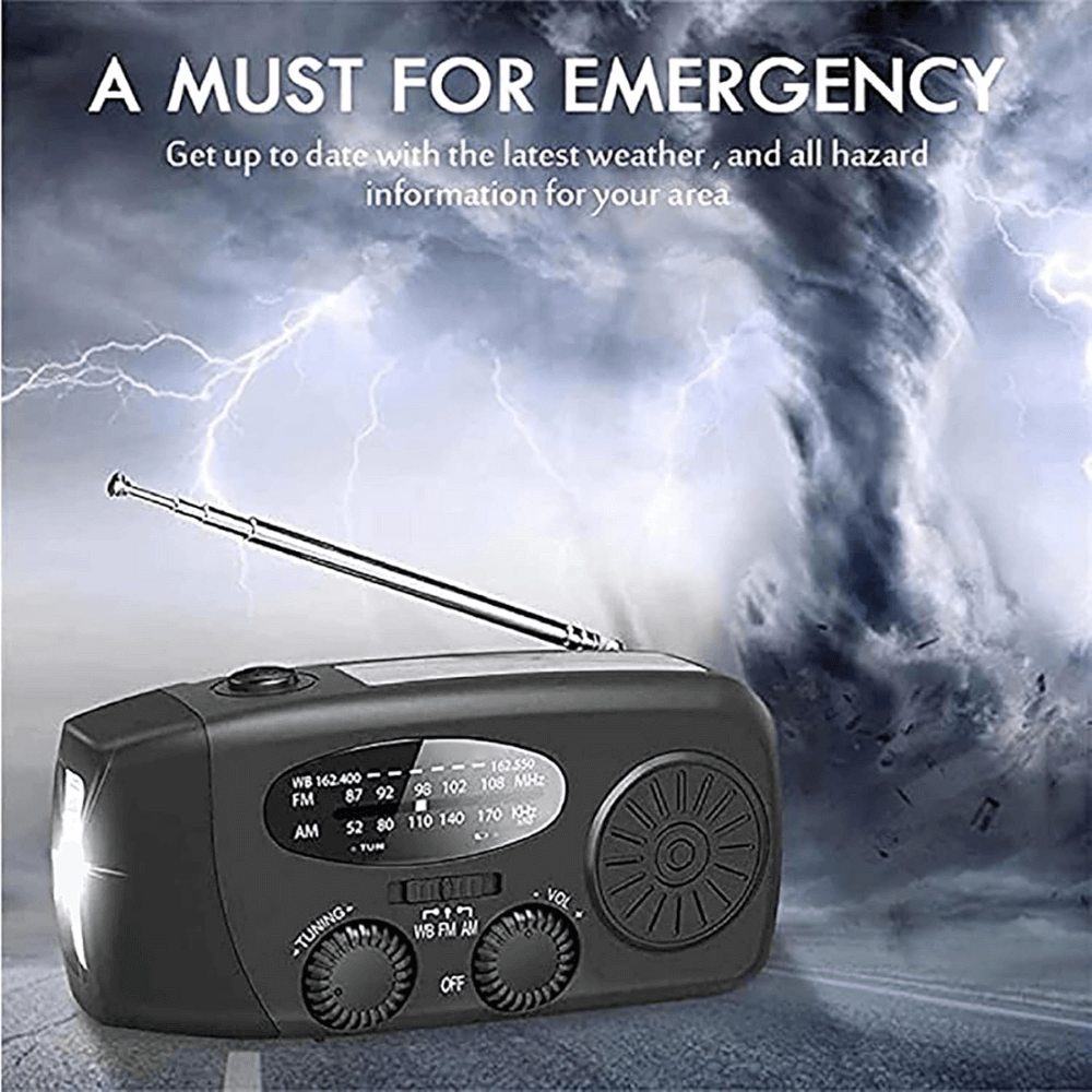 Portable Wind-Up Radio | AM/FM, Weather Broadcasts & Built-In Power Bank for Emergency Preparedness