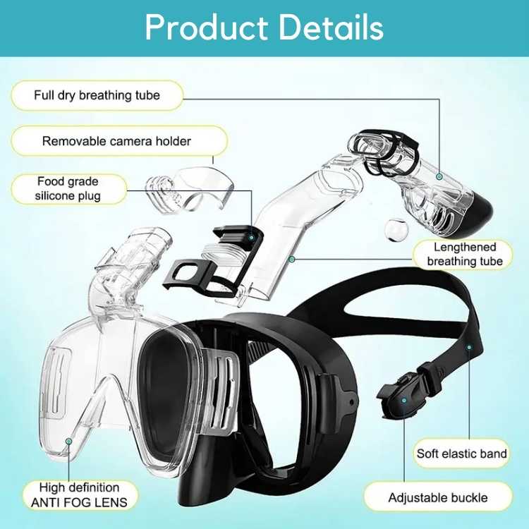 Foldable Snorkel Mask | Anti-Fog, 180° Panoramic View & Advanced Airflow for Swimming, Snorkeling & Diving