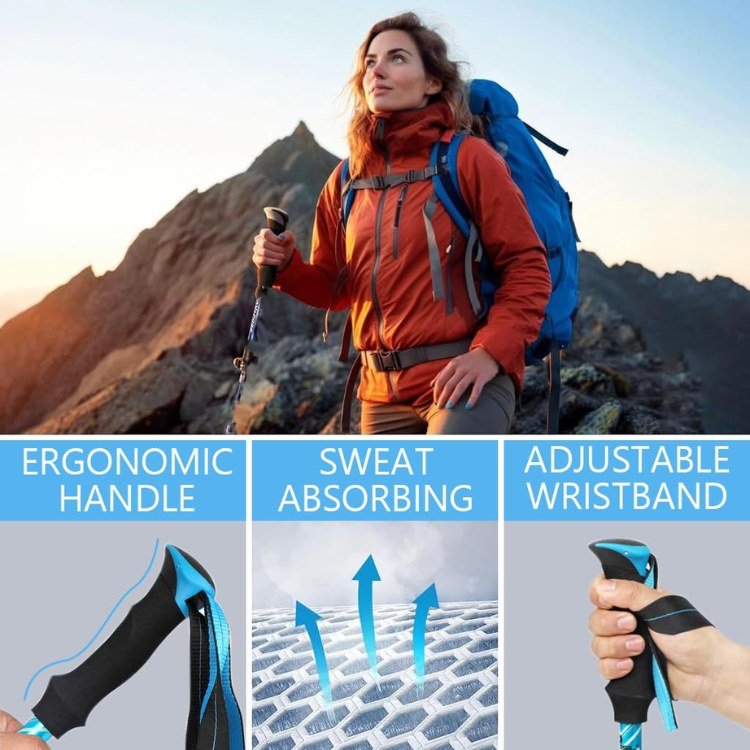 Ergonomic Trekking Scandinavian Walking Poles | Ultra-Light, Adjustable & Ideal for Hiking, Trekking, and Backpacking Adventures