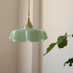 Retro Glass Flower Pendant Light Fixture - Cream Hanging Lamp for Living Room & Dining Room Decor