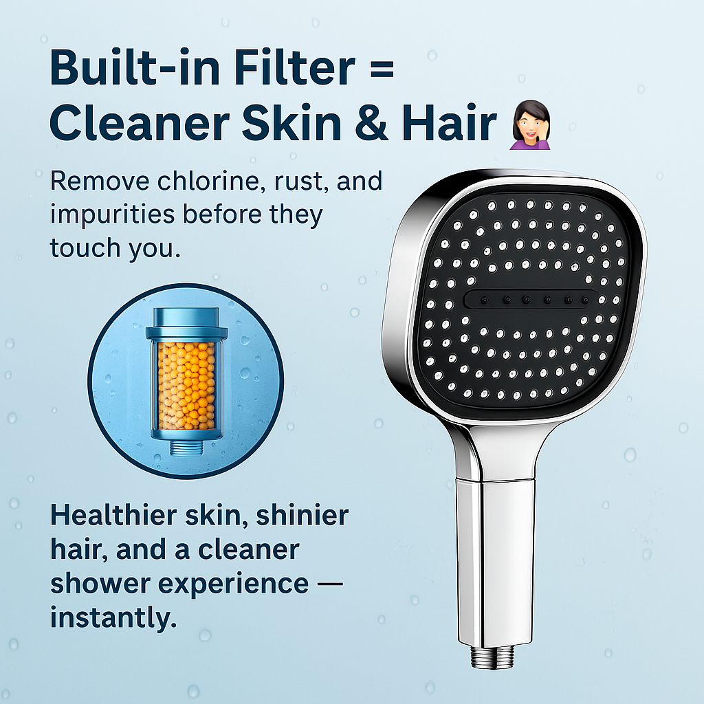 High-Pressure Shower Head | Turbo-Boost Technology & Advanced Filtration for Healthier Skin and Hair