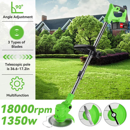 24V Cordless Grass Trimmer | 4-in-1 Adjustable Cutting Head & Powerful Battery for Residential Lawn Care