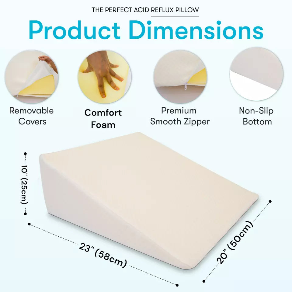 Large Triangle Wedge Pillow | Adjustable Foam for Acid Reflux, Back Pain & Post-Surgery Recovery