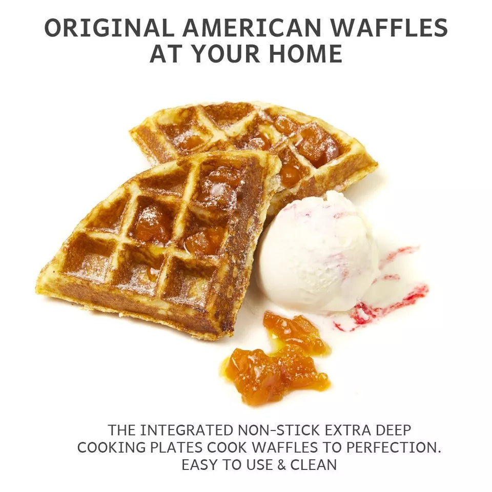 Deep-Fill Waffle Maker | Non-Stick, Adjustable Temperature & Compact Design for Homemade Belgian Waffles
