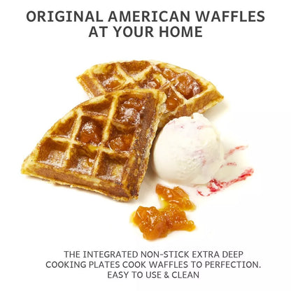 Deep-Fill Waffle Maker | Non-Stick, Adjustable Temperature & Compact Design for Homemade Belgian Waffles