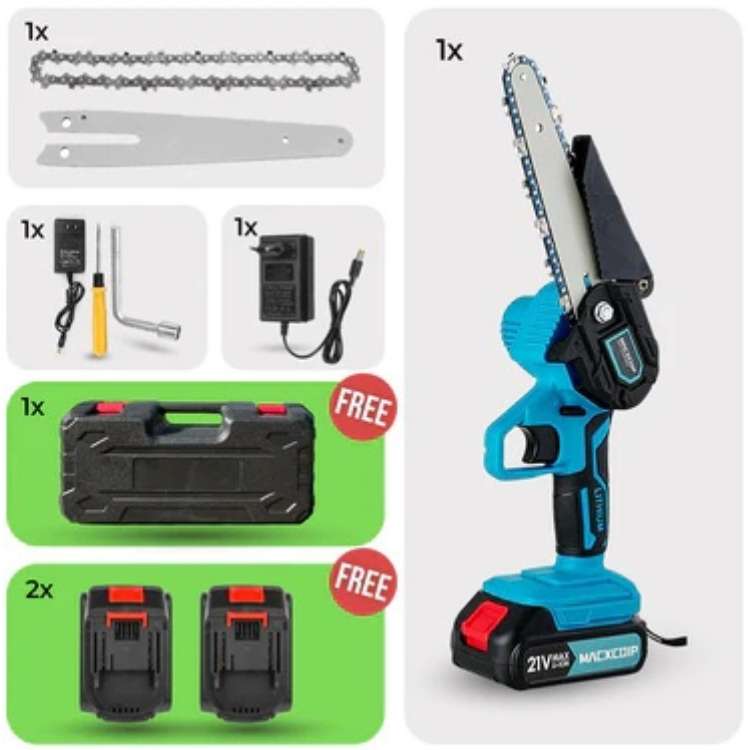 Cordless Electric Chainsaw | Lightweight, Ergonomic Design & Ideal for Effortless Garden Trimming