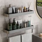 Small Bathroom Shelve - Self-Adhesive Installation and Towel Holder