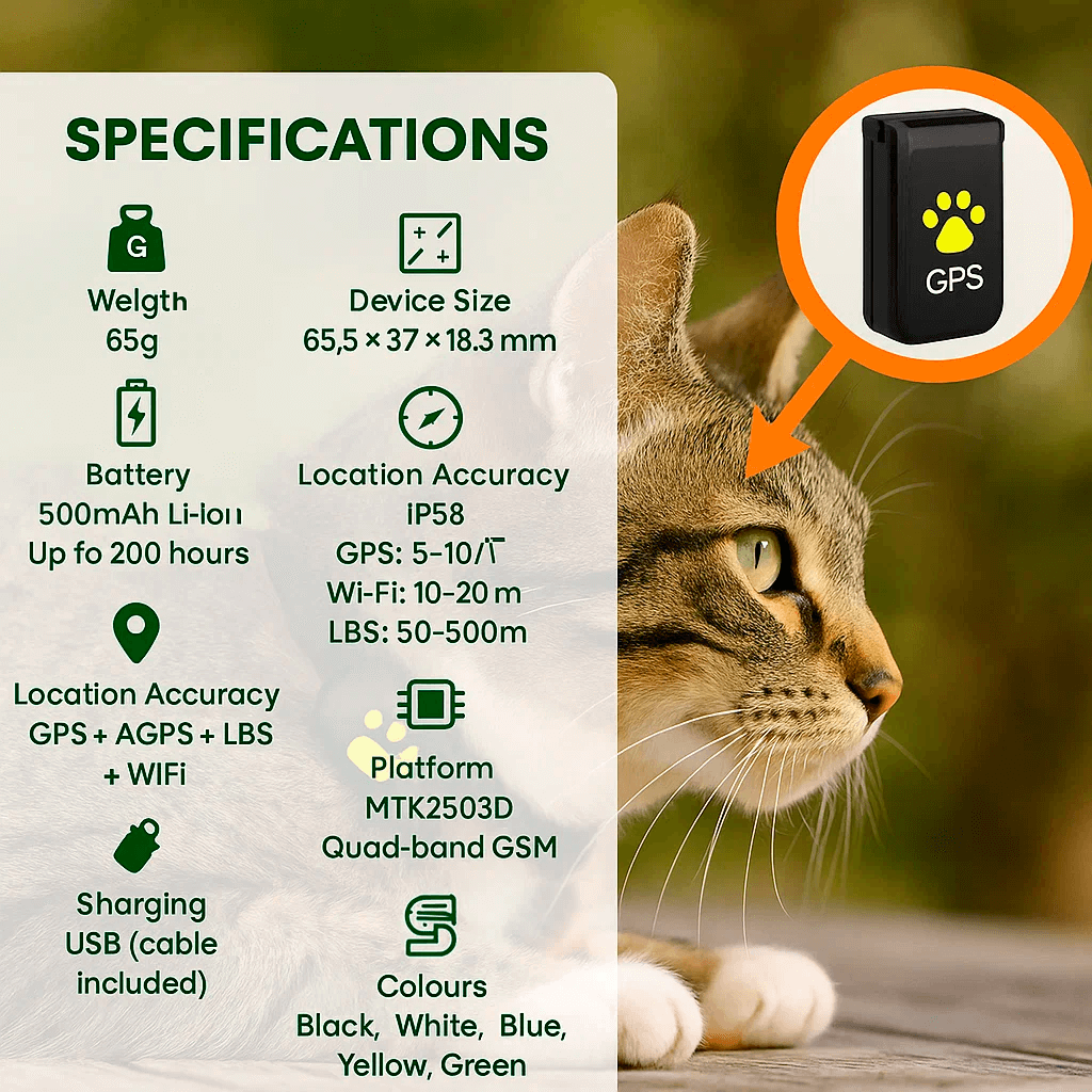 #1 Find  GPS Cat Tracker with Real-Time Location, Waterproof Design, and Activity Monitoring for Pet Safety and Tracking