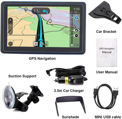 7" GPS Navigation System | Upgraded with Live Traffic Updates & Pre-Loaded UK & EU Maps for Cars and Trucks