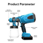 Cordless Blue Paint Sprayer | PrecisionFlow Atomization & Dual Rechargeable Batteries for Effortless Home Projects