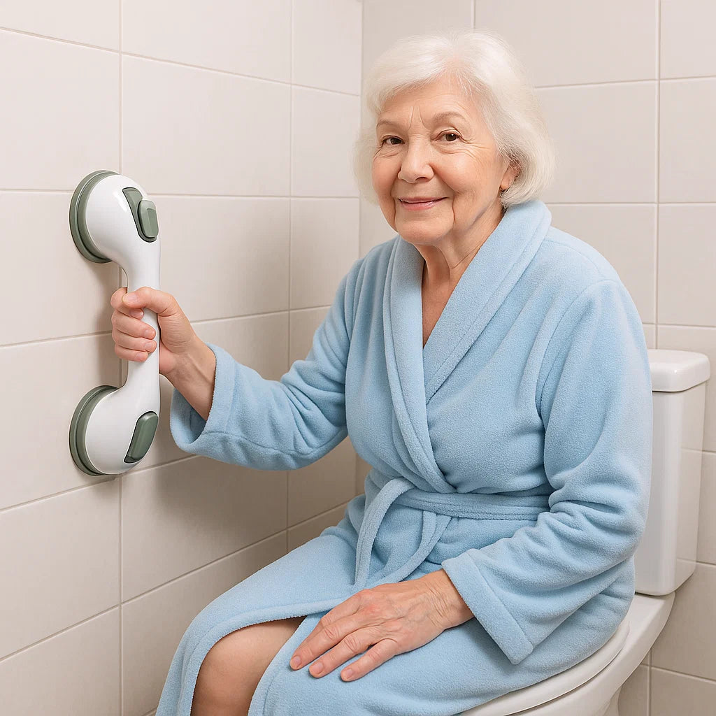 Grab Handles for the Elderly | Suction Grab Bar for Bathroom & Shower | Toilet Aids for Seniors | No-Drilling Safety Rail