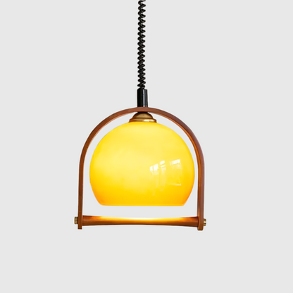 Bauhaus Wood Pendant Light Fixture - Vintage Style Hanging Lamp for Dining Room & Kitchen Decor