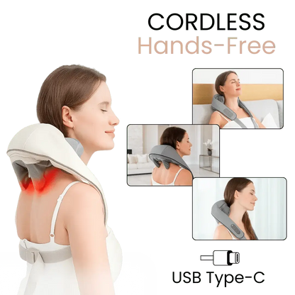 Neck, Back & Shoulder Massager with Heat | Cordless & Rechargeable Deep Kneading | Hands-Free Design