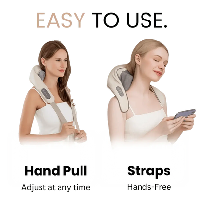 Neck, Back & Shoulder Massager with Heat | Cordless & Rechargeable Deep Kneading | Hands-Free Design