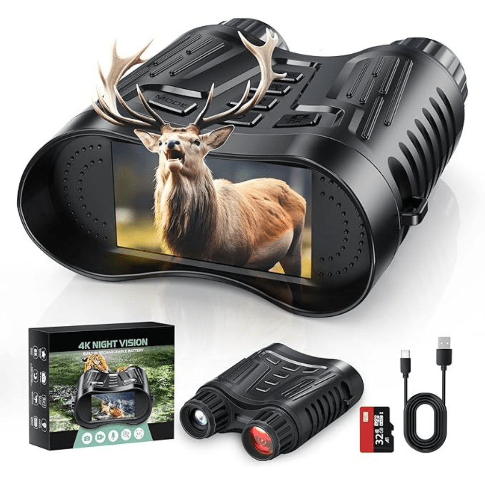 Ultra HD Night Binoculars | 8X Zoom, 7-Level Infrared & 4K Video Recording for Wildlife Observation and Nighttime Adventures