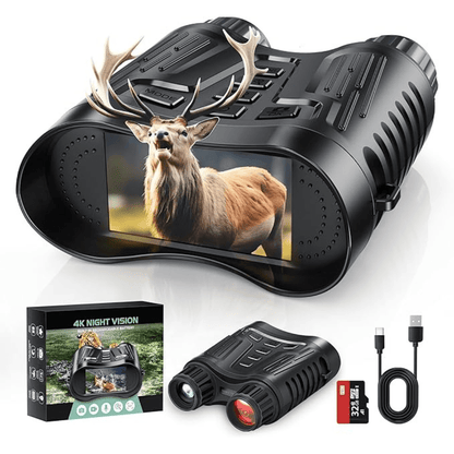 Ultra HD Night Binoculars | 8X Zoom, 7-Level Infrared & 4K Video Recording for Wildlife Observation and Nighttime Adventures
