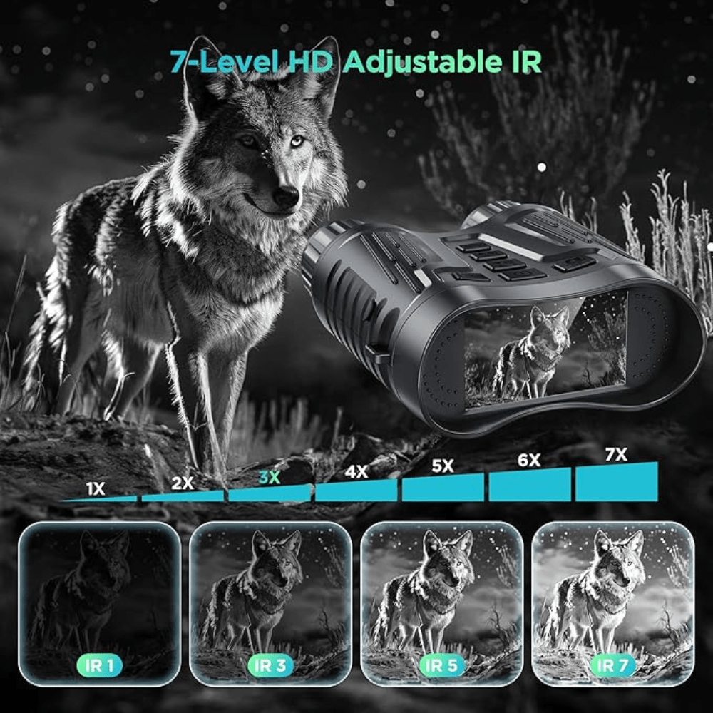 Ultra HD Night Binoculars | 8X Zoom, 7-Level Infrared & 4K Video Recording for Wildlife Observation and Nighttime Adventures