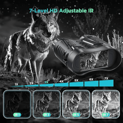 Ultra HD Night Binoculars | 8X Zoom, 7-Level Infrared & 4K Video Recording for Wildlife Observation and Nighttime Adventures