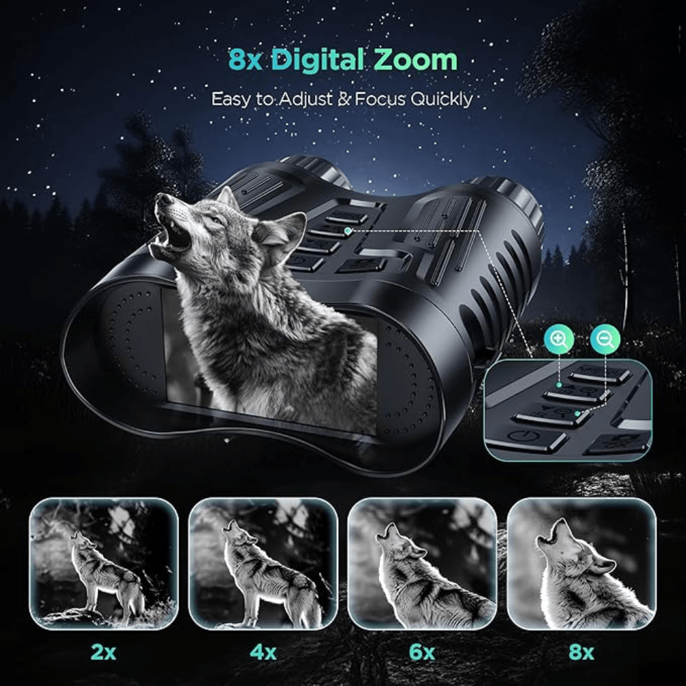 Ultra HD Night Binoculars | 8X Zoom, 7-Level Infrared & 4K Recording for Wildlife Observation and Nighttime Adventures