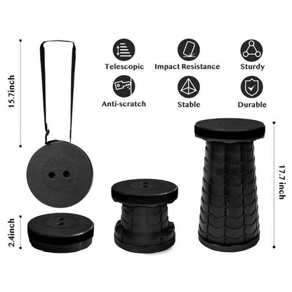 UltraCompact Foldable Stool | Lightweight, Adjustable Height & Portable for Camping, Fishing, Travel & Home Use