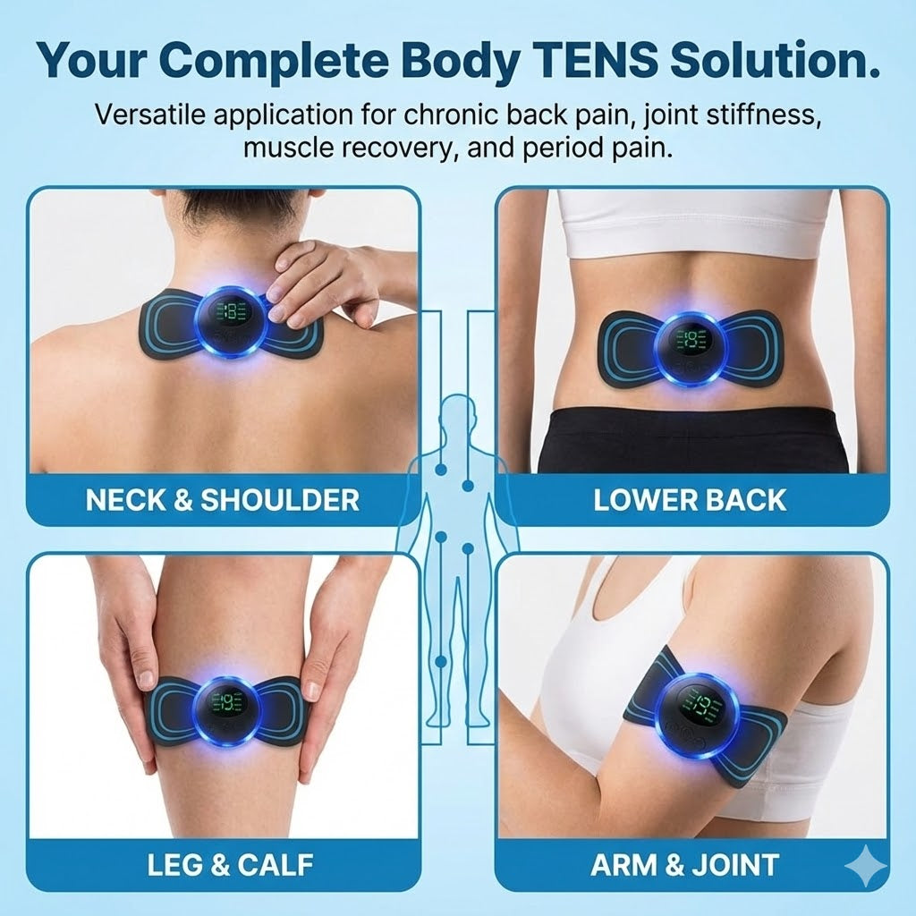 Advanced Wireless TENS Machine – Smart Drug-Free Pain Relief Device – 19 Intensity Levels & 8 Modes – Compact, Rechargeable & Effective Body Treatment