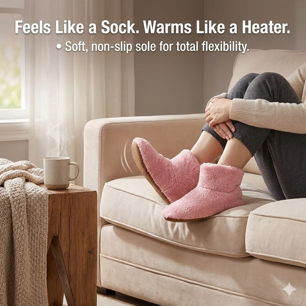 Women's Warming Slippers - Electric Ladies Heated Slippers Soft Coral Fleece & Washable | USB Powered Winter Foot Warmer Boots