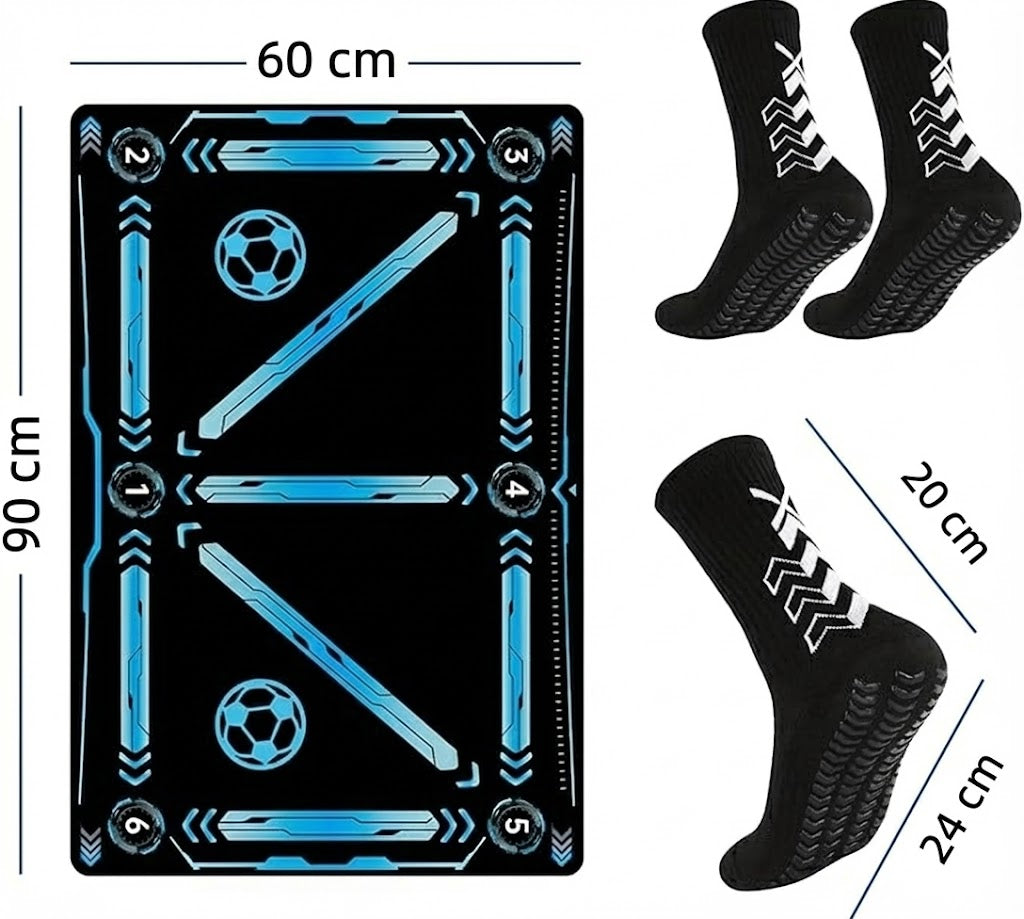 Football Pro Training Mat | Anti-Slip, 2x2m Size & Video Program for Skill Enhancement and Home Training