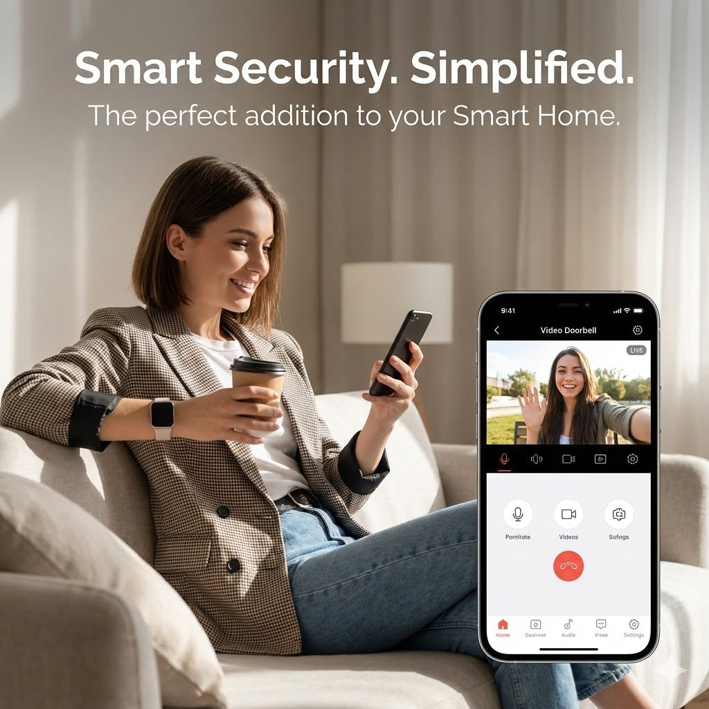 Smart Home Video Doorbell - No Subscription, Battery Operated & Wireless
