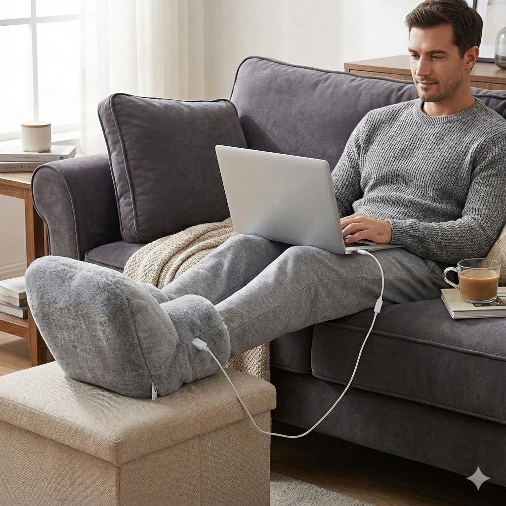 USB Heated House Shoes – Warm House Slippers for Cold Feet | Soft Plush, Washable Heat Up Heatable Slippers for Indoor, Home Office & Sofa