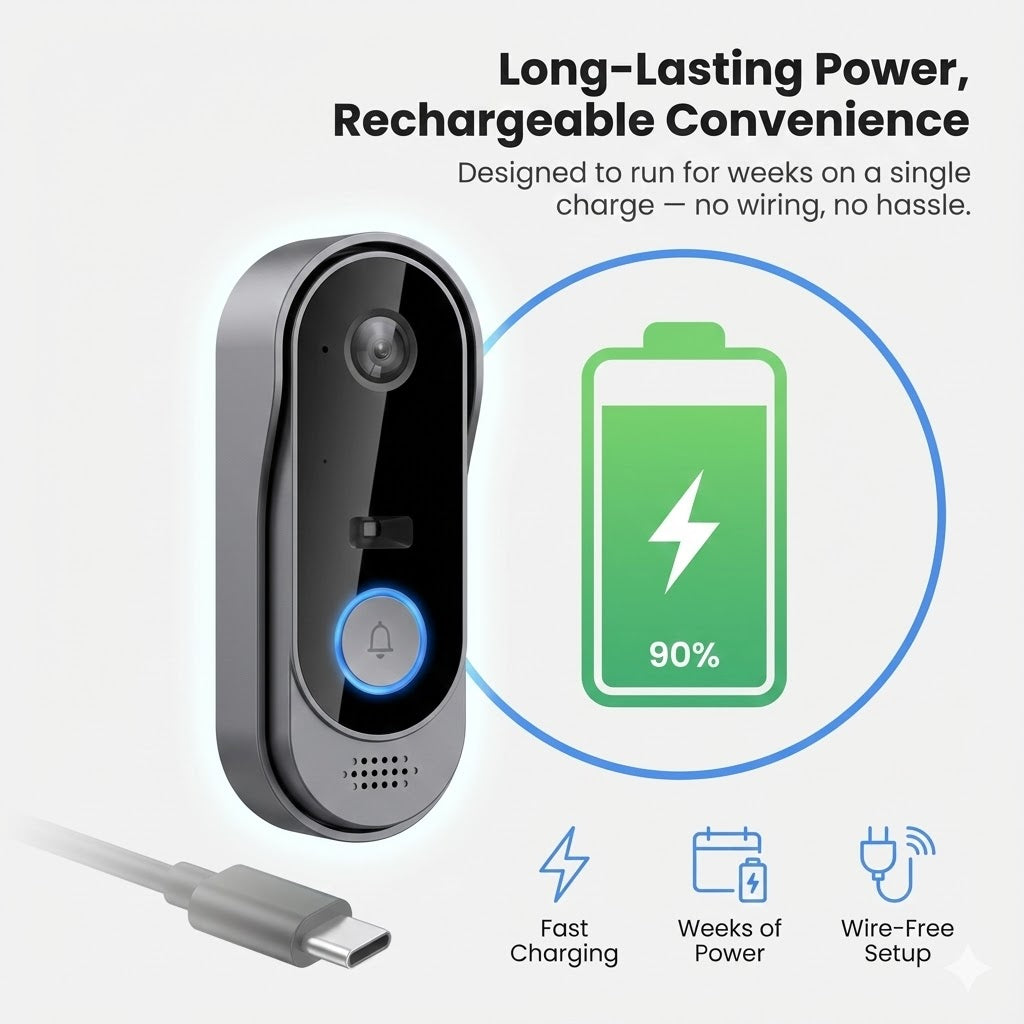 Wireless Ring Doorbell - Easy installation - No Subscription needed