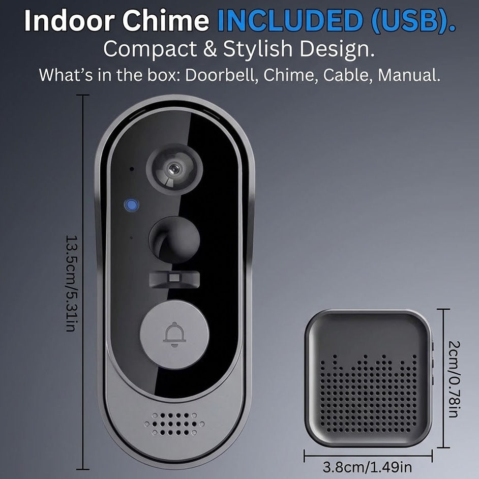 Wireless Video Doorbell - HD Camera & No Subscription Fees