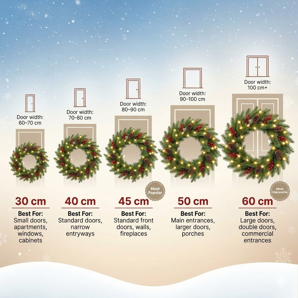 Christmas Wreaths For Front Door - Outdoor Xmas Decoration with Pinecones, Red Berries, 50 Clear LED Lights, 113 Tips, Timer