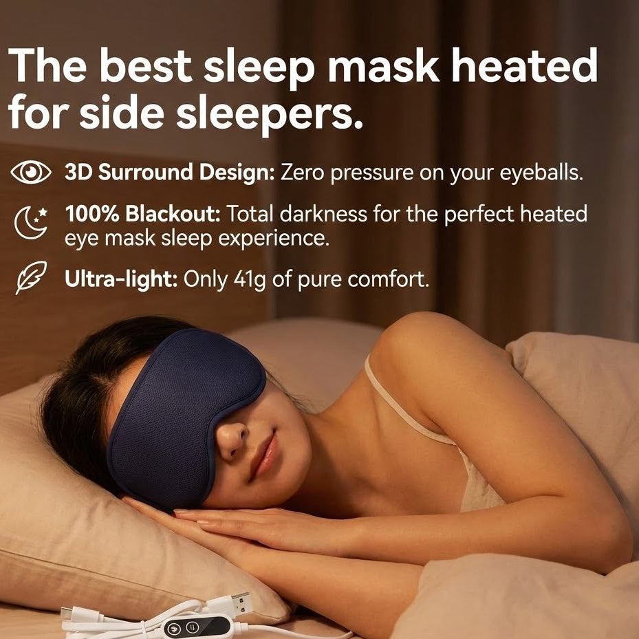 Heated Eye Mask for Sleep: Electric Eye Compress for Dry Eyes & Relief. Top Rated Heated Sleep Eye Mask with USB Constant Heat & Vibration.
