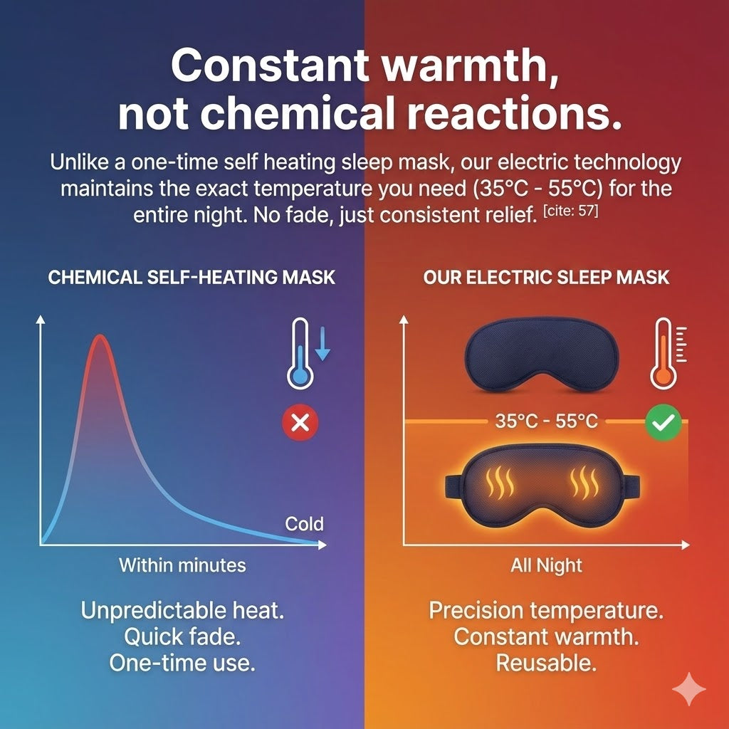 Advanced Electric Sleep Mask: Warm Sleeping Mask for Eyes & 3D Eye Sleeping Pad. The Ultimate Alternative to Gel Eye Masks & Sleep Masks with Beads.