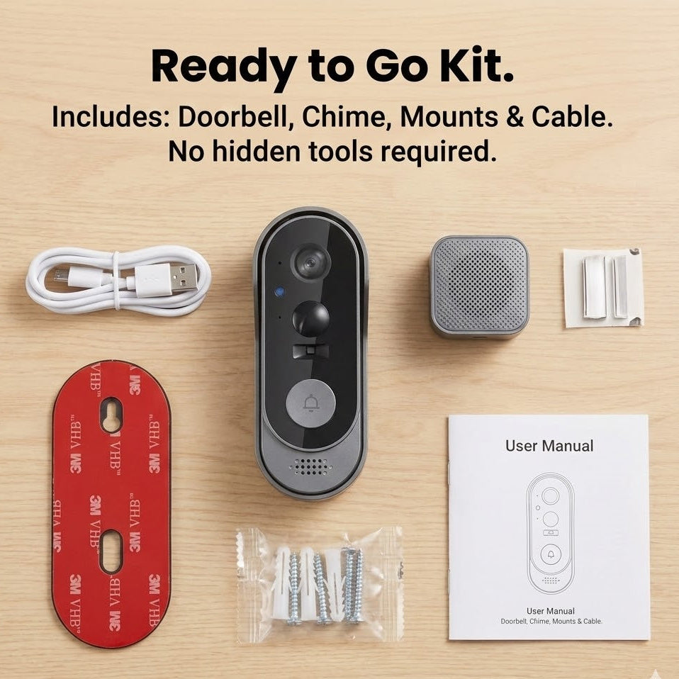 Wireless Ring Doorbell - Easy installation - No Subscription needed