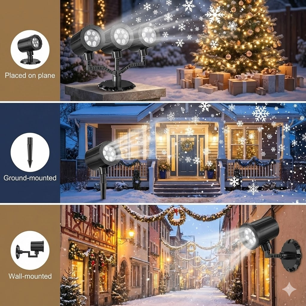 Christmas Projector Lights Outdoor - Waterproof LED Snow Projection Lights for Indoor Outdoor Christmas Decoration