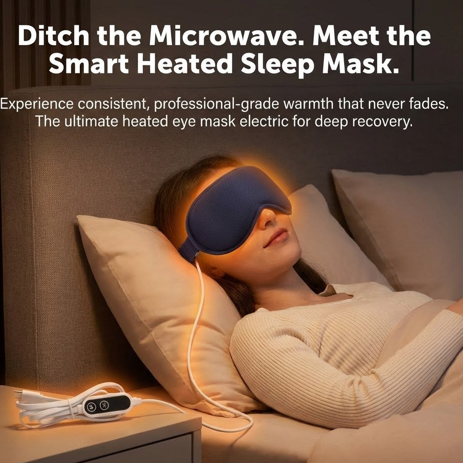 Heated Eye Mask for Sleep: Electric Eye Compress for Dry Eyes & Relief. Top Rated Heated Sleep Eye Mask with USB Constant Heat & Vibration.