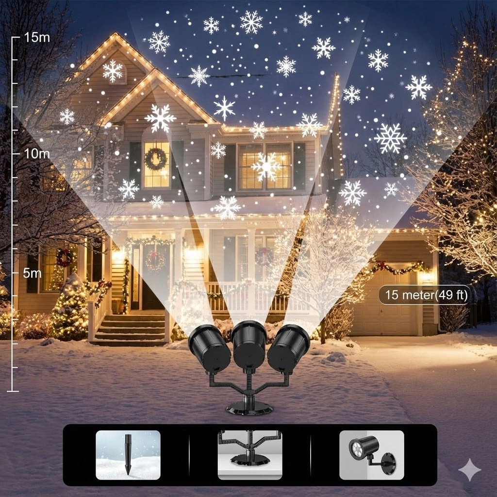 Christmas Projector Lights Outdoor - Waterproof LED Snow Projection Lights for Indoor Outdoor Christmas Decoration