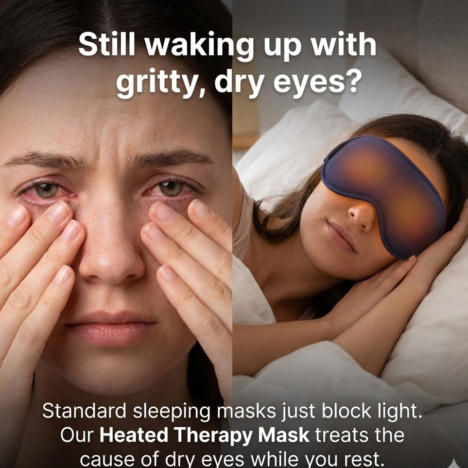 Heated Eye Mask for Dry Eyes: Top Rated Self-Heating Night Mask & Sleep Goggles. Hydrating Mask with Vibration for Soothing Dry Eye Relief.