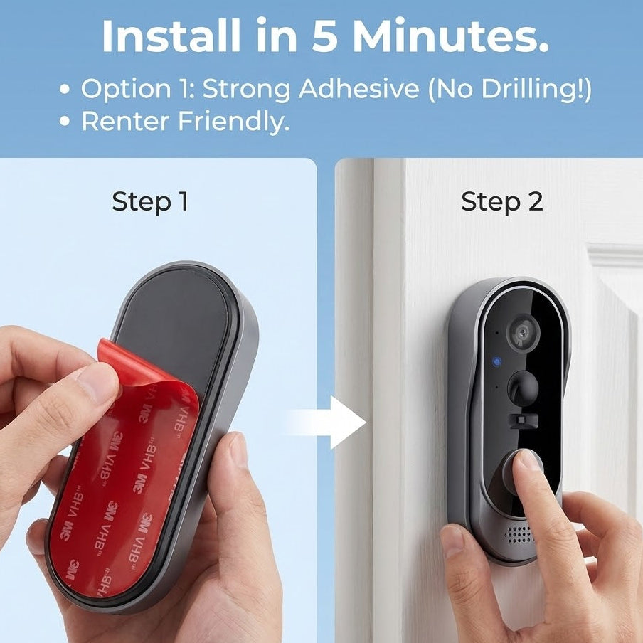 Wireless Ring Doorbell - Easy installation - No Subscription needed
