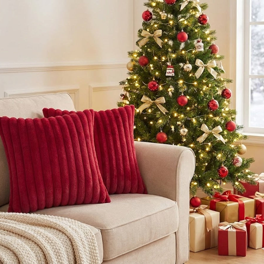 Christmas Pillow Covers - Christmas Throw Pillows - Indoor Xmas Decoration 18x18 Pack x2