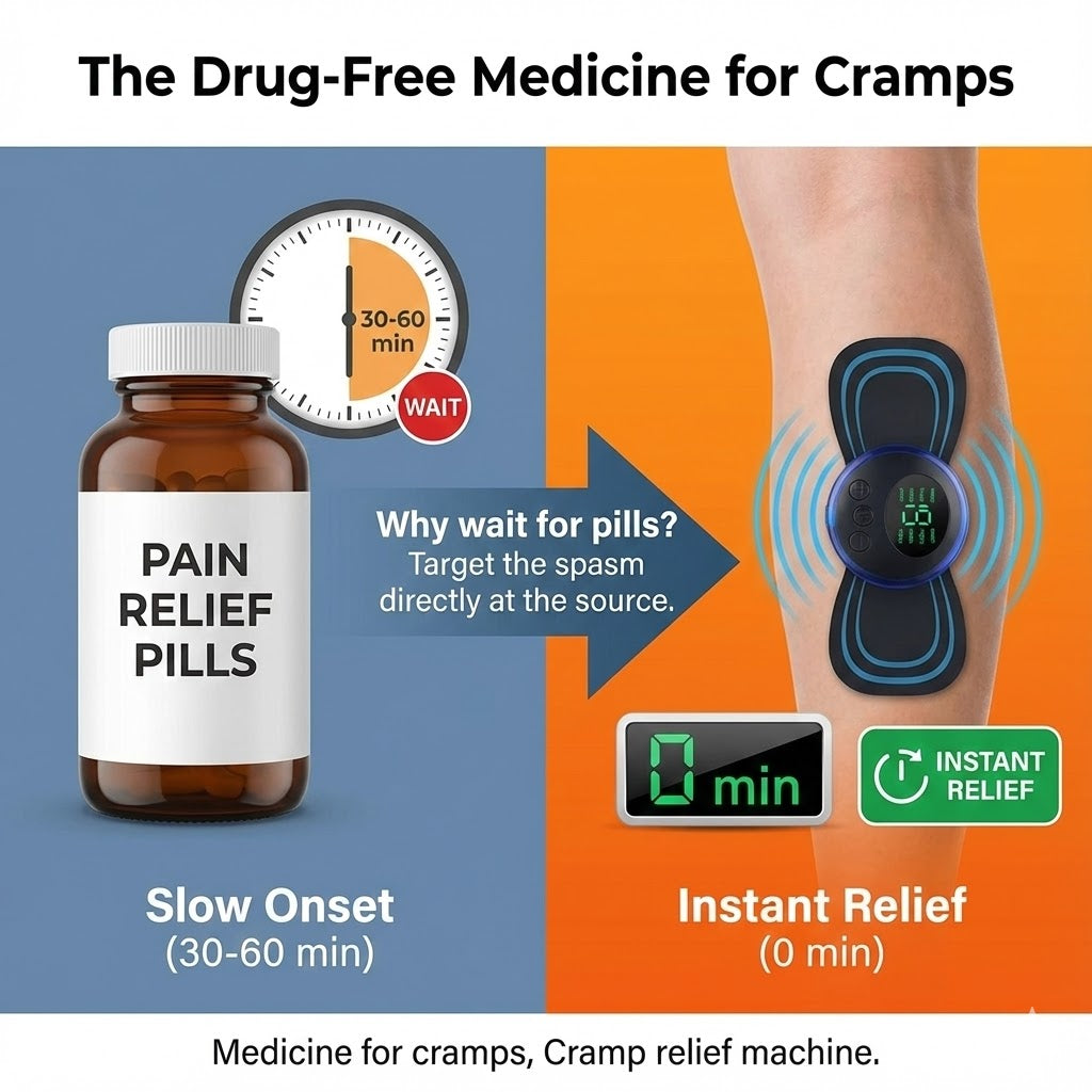 Cramp Relief Device & Muscle Spasm Machine - Portable TENS EMS Unit for Immediate Muscle Cramp Relief -Drug-Free Medicine for Back Spasms & Leg Cramps