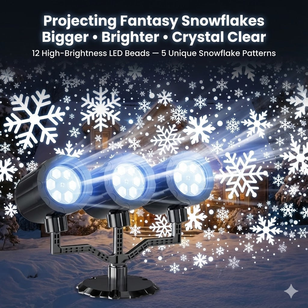 Christmas Projector Lights Outdoor - Waterproof LED Snow Projection Lights for Indoor Outdoor Christmas Decoration