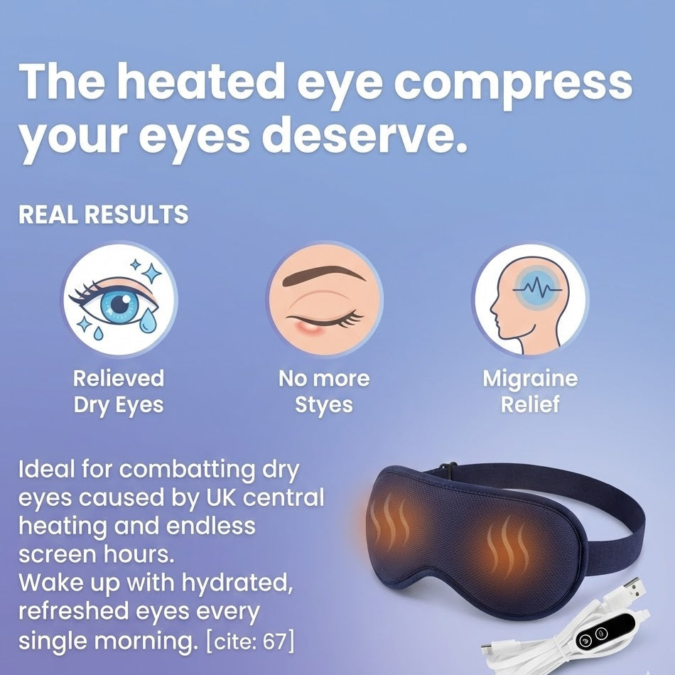Heated Eye Mask for Sleep: Electric Eye Compress for Dry Eyes & Relief. Top Rated Heated Sleep Eye Mask with USB Constant Heat & Vibration.