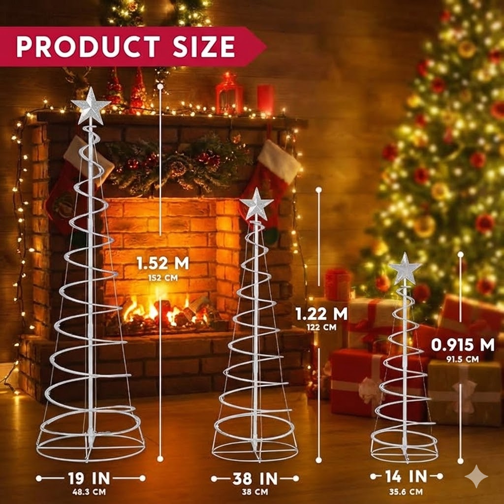 Christmas Tree Lights - Outdoor Xmas Decoration 218 LED Outdoor Lighted Tree with Star Topper & Stakes