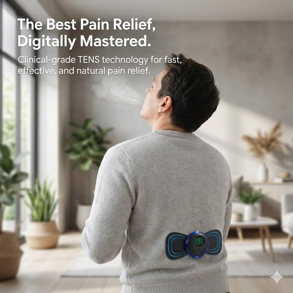 Natural Pain Relief Device - Portable TENS & EMS Pain Reliefer for Back, Neck & Legs - 100% Drug-Free Pain Relief Solution - 19 Intensity Levels